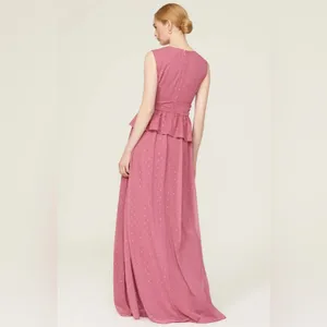 Revolve RTR LDT‎ Pink Rose Metallic Peplum Waist Sleeveless V Neck Maxi Gown Dress Sz 2 thumbnail 3