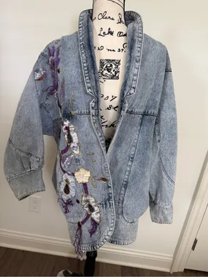 Apache by the west plus Denim Jean embellished Jacket very oversized small thumbnail 1