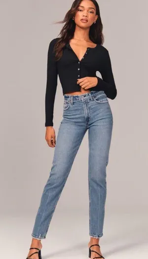 High-Rise Mom Abercrombie Jeans thumbnail 1