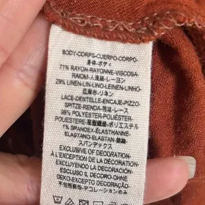Free People Rust Lace Inset baby doll Boho Tunic Top Size M thumbnail 6