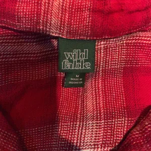 Wild Fable Women Red Plaid Flannel Shirt Button Up Long Sleeve Western Shacket M thumbnail 5