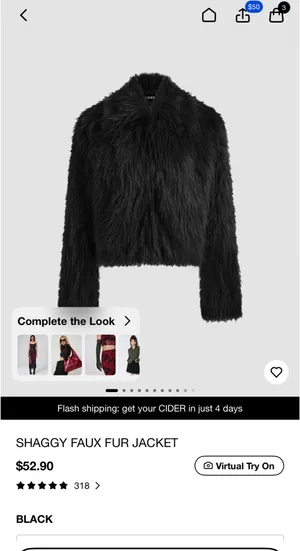 Cider Black Faux Fur coat size small thumbnail 2