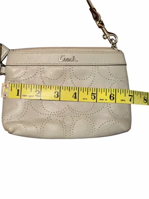 Coach Signature Perforated Leather Wristlet - Light Gray thumbnail 4