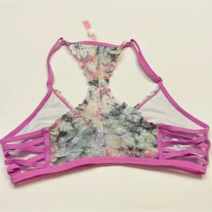 Pink Victoria's‎ Secret Bralette Small Purple Tie Dye Lace Strappy Racerback thumbnail 6