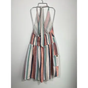 American Eagle Striped Halter Mini Dress Smocked Back Pockets M thumbnail 2