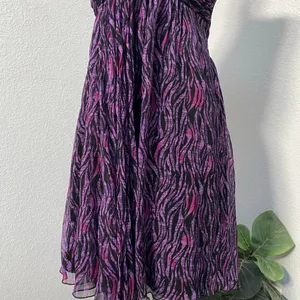 Y2k Express Purple Pink Black Zebra Strapless Mini Dress Animal Print Grunge Emo thumbnail 3