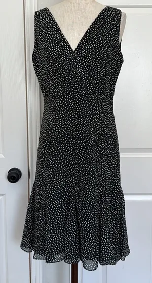 Chaps trumpet hem polka dot sleeveless midi dress thumbnail 1