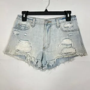 Abercrombie & Fitch High-Rise Distressed Denim Shorts Size 0 thumbnail 2