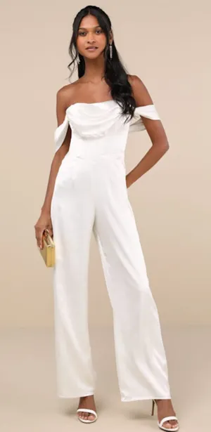 Lulus White Satin Jumpsuit thumbnail 1