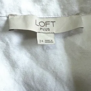 Loft Plus White Linen Blend Sleeveless Button Front Midi Dress Plus Size 24 thumbnail 3
