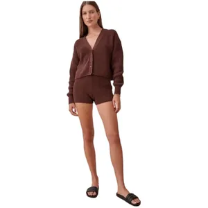 Reformation Brown Knit Sweater Elastic Waist Shorts (L) thumbnail 7