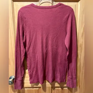 Aerie Long Sleeve Waffle Knit Henley Top (Magenta) Red women’s XL thumbnail 2