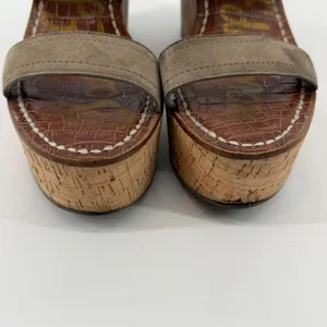 Sam Edelman Dali Taupe Suede Cork Platform Wedge Sandals‎ Womens 8.5M thumbnail 4