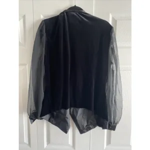 After Dark Vintage Velvet Sheer Sleeve‎ Evening Jacket Womens Size L Black Glam thumbnail 8