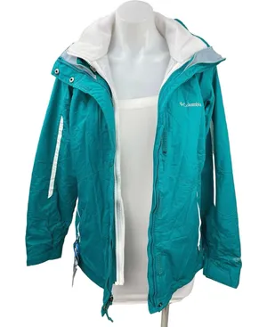 Columbia Interchange Blue Zip Up Hooded Hoodie Windbreaker Rain Coat Jacket Sz M thumbnail 1