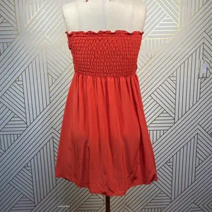 Tucker‎ Red Silk Ruched Smocked Halter Dress thumbnail 9