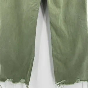BAYEAS Wide Leg Jeans Green Denim High‎ Rise Raw Hem Distressed Women’s Size 24 thumbnail 6