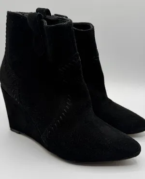 Rebecca Minkoff Black Suede Hidden Wedge Pointed Toe Booties 8.5M thumbnail 1