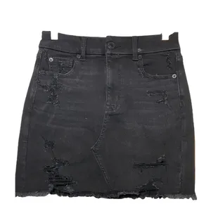 American Eagle Curvy Hi-Rise Mini Skirt Next Level Stretch Distressed Black 4 thumbnail 2