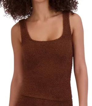 NWT Steve Madden Fuzzy Brown Tank Top sz L thumbnail 1