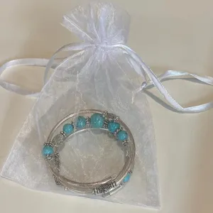 SLINKY BRACELET Women’s Coil Style‎ Bracelet with Charms Turquoise NWOT thumbnail 4