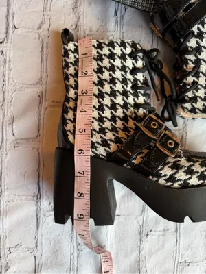 Betsey Johnson Y2K Chunky Platform Boot Houndstooth Black White Buckle Bratz 6.5 thumbnail 8