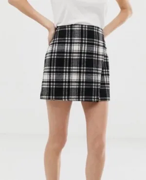 Hollister Black and White Asymmetrical Plaid Mini Skirt thumbnail 1