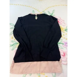 Adrianna Papell Black Pink‎ Polka Dot Layered Sweater Size S thumbnail 4