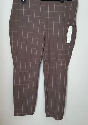 A New Day Brown White Ankle Pants 14R High Rise Stretch NWT work career dress thumbnail 1