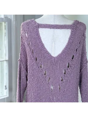 Slouchy Oversized Lilac Drop Shoulder Knit Sweater Medium Hollister Minimalist thumbnail 2