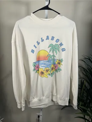 N268. Billabong women’s Cream Tropical Sunset Graphic Sweatshirt oversized thumbnail 1