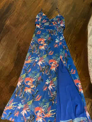 Akira Promise Falls Tie Front Open Midriff Maxi Dress Large thumbnail 1