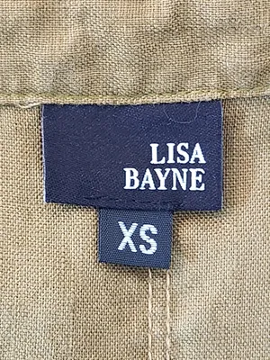 Lisa Bayne Olive Green Linen Asymmetrical Hem Tunic Size XS thumbnail 9