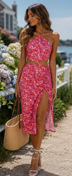 Lovers & Friends Pink Island Floral Lana Midi Skirt Size Small thumbnail 1