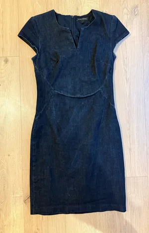 Banana Republic Denim Sheath Dress Size 4 Dark Wash Short Sleeve thumbnail 1