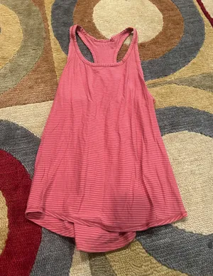 Lululemon Yogi Everyday Tank Top Cotton Racerback Pink Stripe Size 8 thumbnail 1