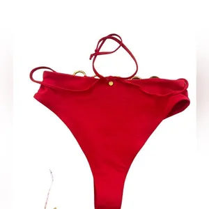 For Love and Lemons Mallorca Hi-Waist Bikini Bottom Red M thumbnail 6