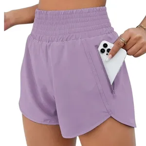 NWT ~ Women's Light Purple Athletic High Waisted Running Shorts with Pockets ~ M thumbnail 1