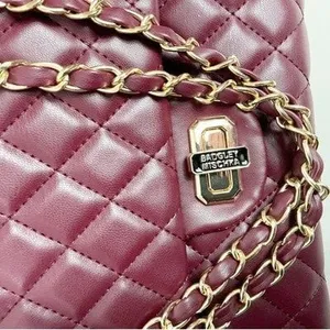 Badgley Mischka Vegan Leather Quilted Messenger Bag Chain Handle Purse thumbnail 3