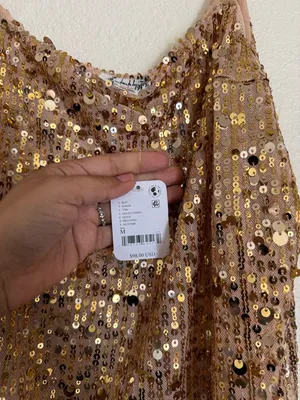 Free People NWT Midnight Kiss Mini Slip Dress in Gold Combo thumbnail 8