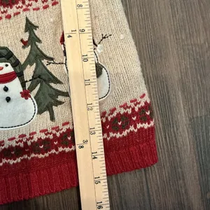 Croft & Barrow Snowman Holiday Zip Up Cardigan Red Festive Snowflake XL Vintage thumbnail 8