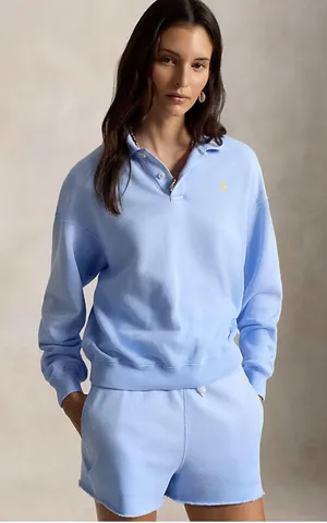POLO RALPH LAUREN Polo Collared Sweatshirt in Baby Blue size Small Preppy thumbnail 1
