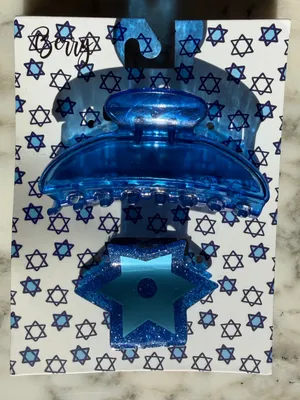 NWT Blue Star of David Hair Claw Clips Set Hanukkah Jewish Holiday Glitter thumbnail 1