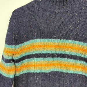 VTG J. CREW 100% Shetland Wool Black Stripe Mock Neck Sweater - Size S thumbnail 4