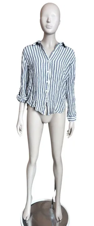 Jane & Delancey Blue and White Button Up Top thumbnail 1