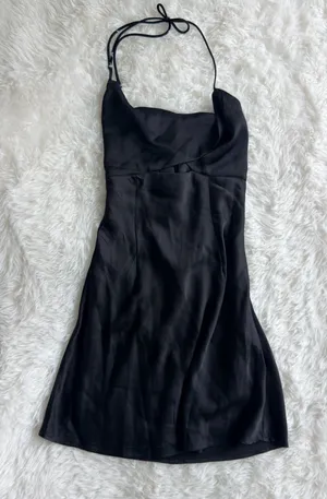 Hello Molly Famous Fit Satin Mini Dress Black thumbnail 1