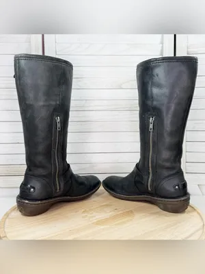 Ugg‎ Tupelo Leather Riding Moto Boots Black 7 Sherpa Lined Buckle Flat 1003335 thumbnail 4