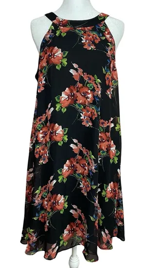Betsey Johnson Halter Dress Floral Size 8 Flowers Flowy Lined Y2K‎ Romantic thumbnail 1