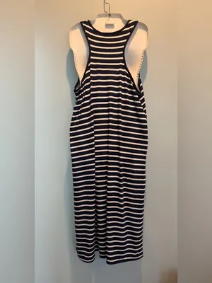 Nautica Navy/White Striped Nautical Tank Racerback Mido Dress Soze Large NWT thumbnail 8