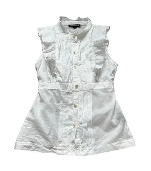 Vintage Rampage White Shirt Ruffles Pleated Front Tie Back Y2K Feminine Cottage thumbnail 1